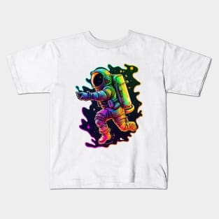 Colorful Astronaut in Space 3D Sticker #12 Kids T-Shirt